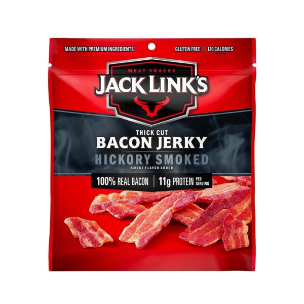 Jack Link's Bacon Jerky, Hickory Smoked,- Flavorful Ready to Eat Meat Snack