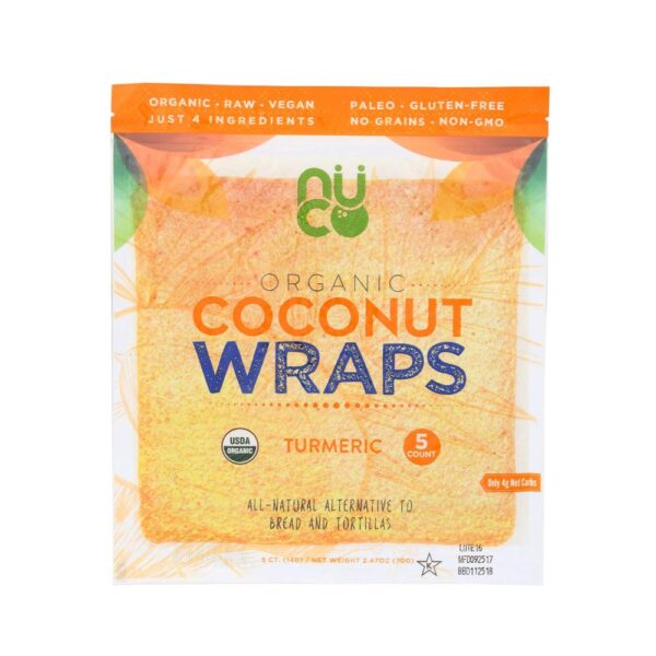 NUCO Certified ORGANIC Paleo Gluten Free Vegan "Turmeric" Coconut Wraps