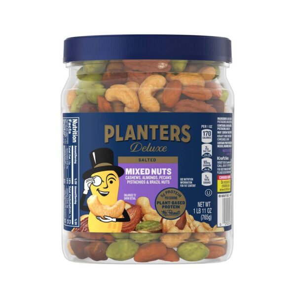 PLANTERS Deluxe Mixed Nuts with Cashews, Almonds, Pecans, Pistachios, Hazelnuts & Sea Salt