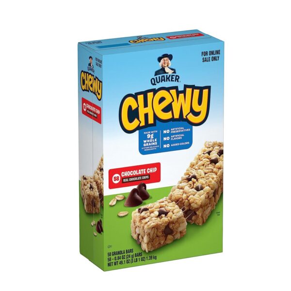 Quaker Chewy Granola Bars, Chocolate Chip, 58 Count