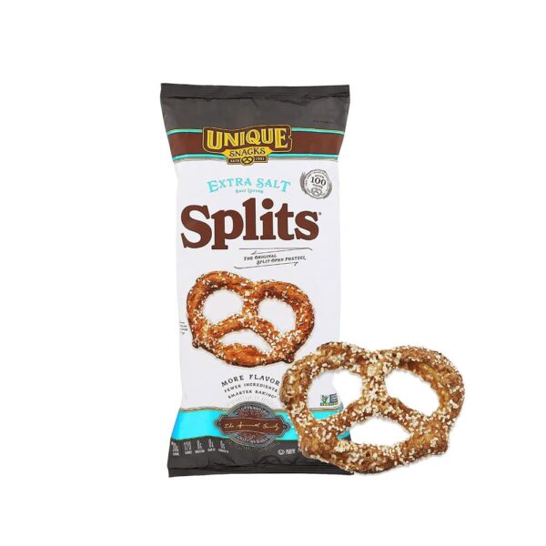 Unique Snacks Extra Salt Splits Pretzels, Original Split-Open Pretzels